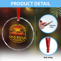 Funny 50th Birthday Crystal Glass Ornament Retro Old Balls Club Gag Gift