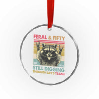Funny 50th Birthday Crystal Glass Ornament Retro Racoon Feral And Fifty