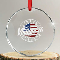 Funny 50th Birthday Crystal Glass Ornament Vintage 1976 Stamp 50 Years Old American Flag