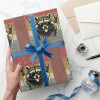 Funny 50th Birthday Wrapping Paper Roll Retro Racoon Feral And Fifty