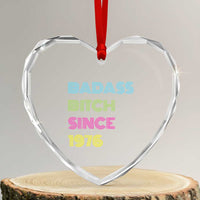 Funny 50th Birthday Heart Crystal Glass Ornament Retro Vintage Badass Bih Since 1976