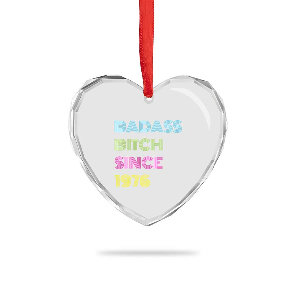 Funny 50th Birthday Heart Crystal Glass Ornament Retro Vintage Badass Bih Since 1976