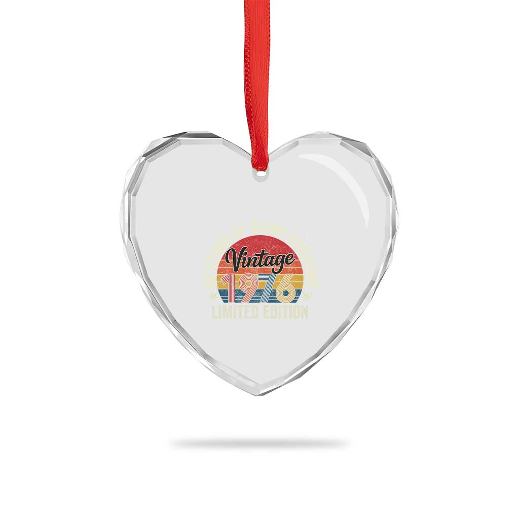 Funny 50th Birthday Heart Crystal Glass Ornament Vintage 1976 Limited Edition 50 Year Old Bday Gifts