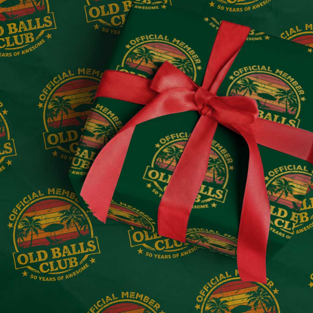 Funny 50th Birthday Wrapping Paper Roll Retro Old Balls Club Gag Gift