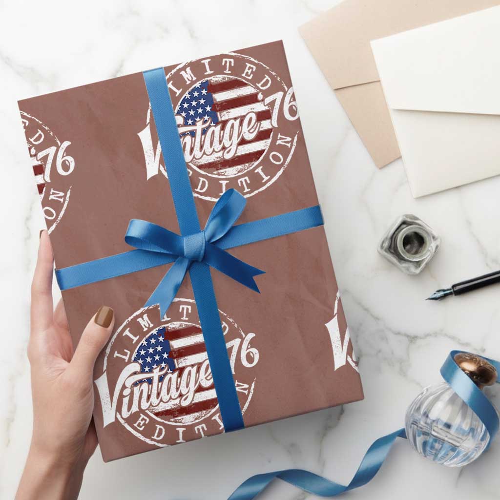 Funny 50th Birthday Wrapping Paper Roll Vintage 1976 Stamp 50 Years Old American Flag