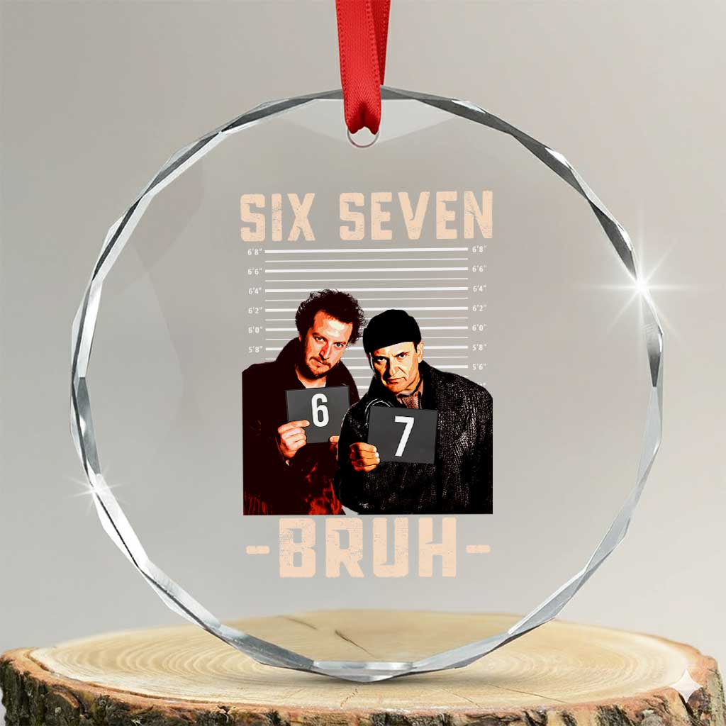Funny 6 7 Meme Crystal Glass Ornament Retro Home Christmas Movie Alone - Wonder Print Shop