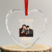 Funny 6 7 Meme Heart Crystal Glass Ornament Retro Home Christmas Movie Alone - Wonder Print Shop