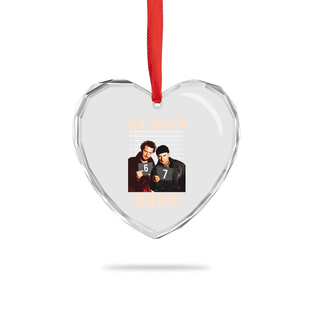 Funny 6 7 Meme Heart Crystal Glass Ornament Retro Home Christmas Movie Alone - Wonder Print Shop