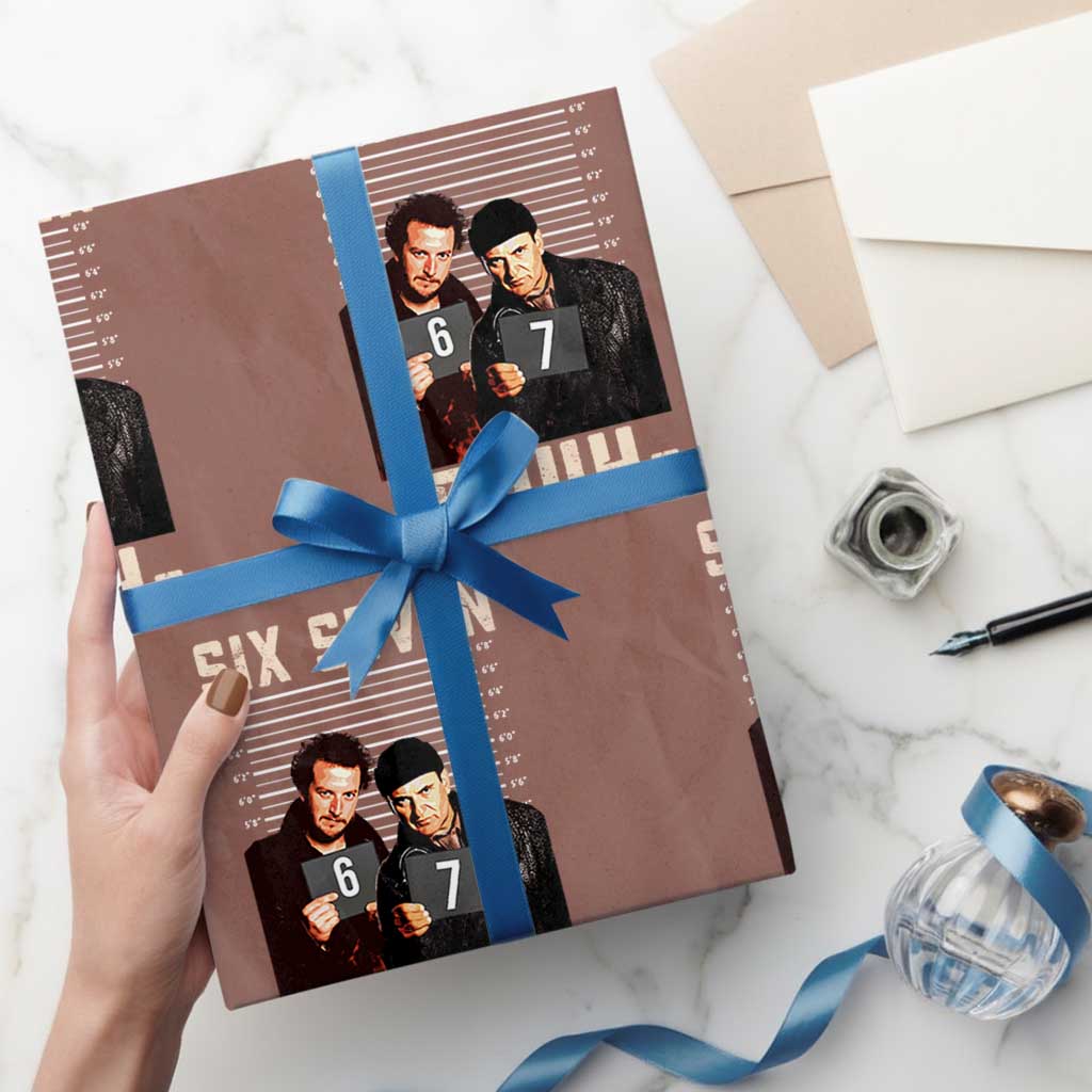 Funny 6 7 Meme Wrapping Paper Roll Retro Home Christmas Movie Alone - Wonder Print Shop
