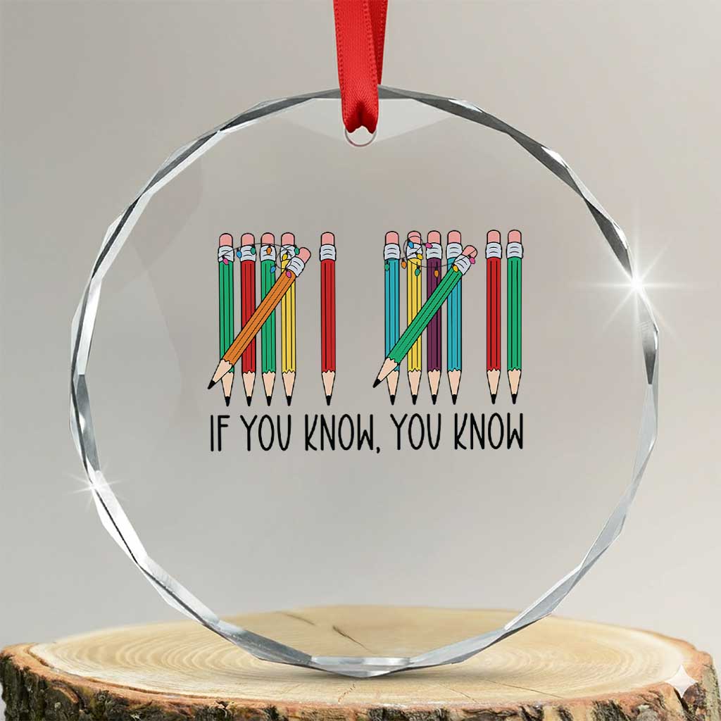 Funny 6 7 Pencil Humor Crystal Glass Ornament If You Know You Know Six Seven Joke - Wonder Print Shop