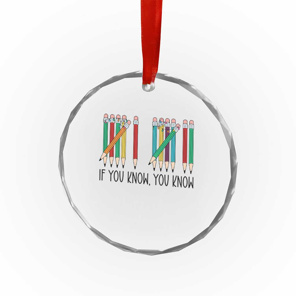 Funny 6 7 Pencil Humor Crystal Glass Ornament If You Know You Know Six Seven Joke - Wonder Print Shop
