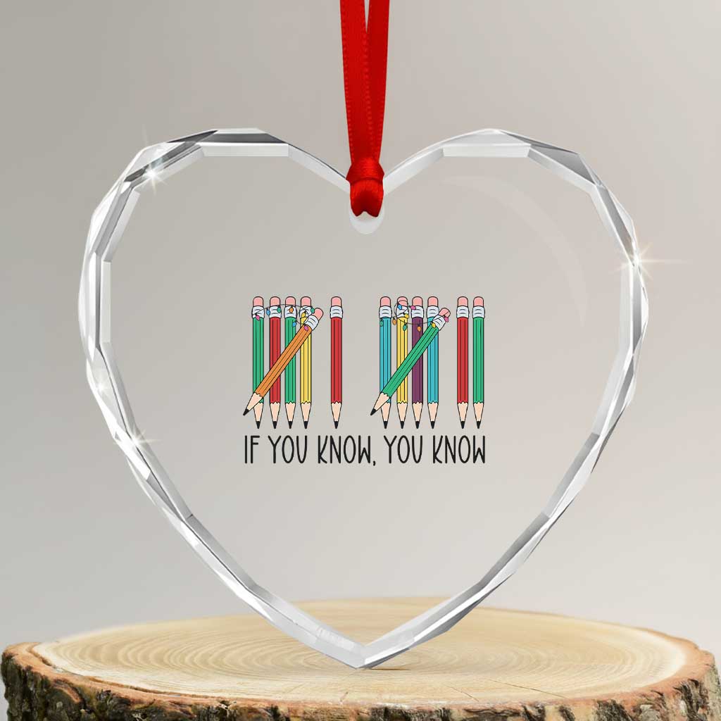 Funny 6 7 Pencil Humor Heart Crystal Glass Ornament If You Know You Know Six Seven Joke - Wonder Print Shop