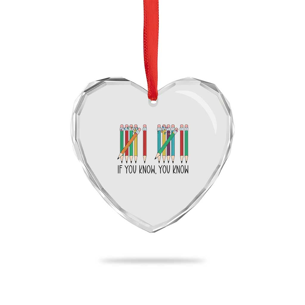 Funny 6 7 Pencil Humor Heart Crystal Glass Ornament If You Know You Know Six Seven Joke - Wonder Print Shop