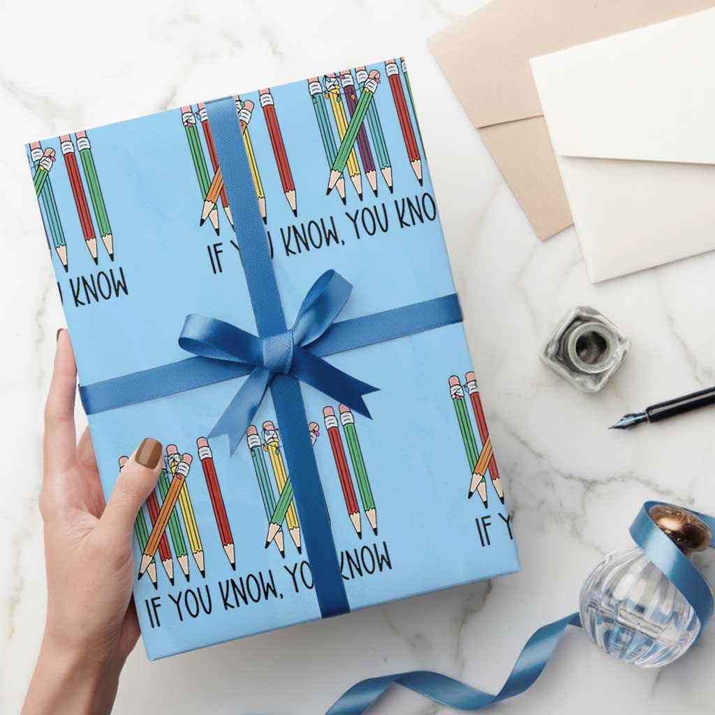 Funny 6 7 Pencil Humor Wrapping Paper Roll If You Know You Know Six Seven Joke - Wonder Print Shop