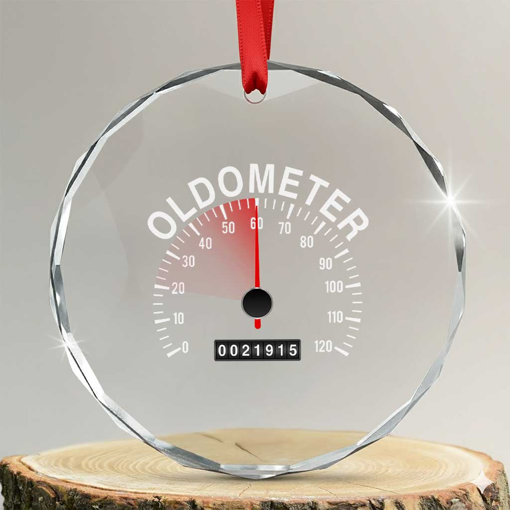 Funny 60th Birthday Crystal Glass Ornament Oldometer Odometer 60 Year Old Joke