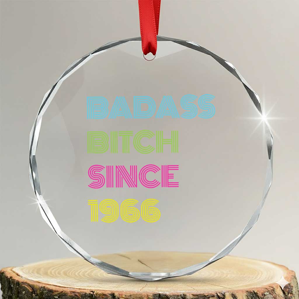 Funny 60th Birthday Crystal Glass Ornament Retro Vintage Badass Bih Since 1966
