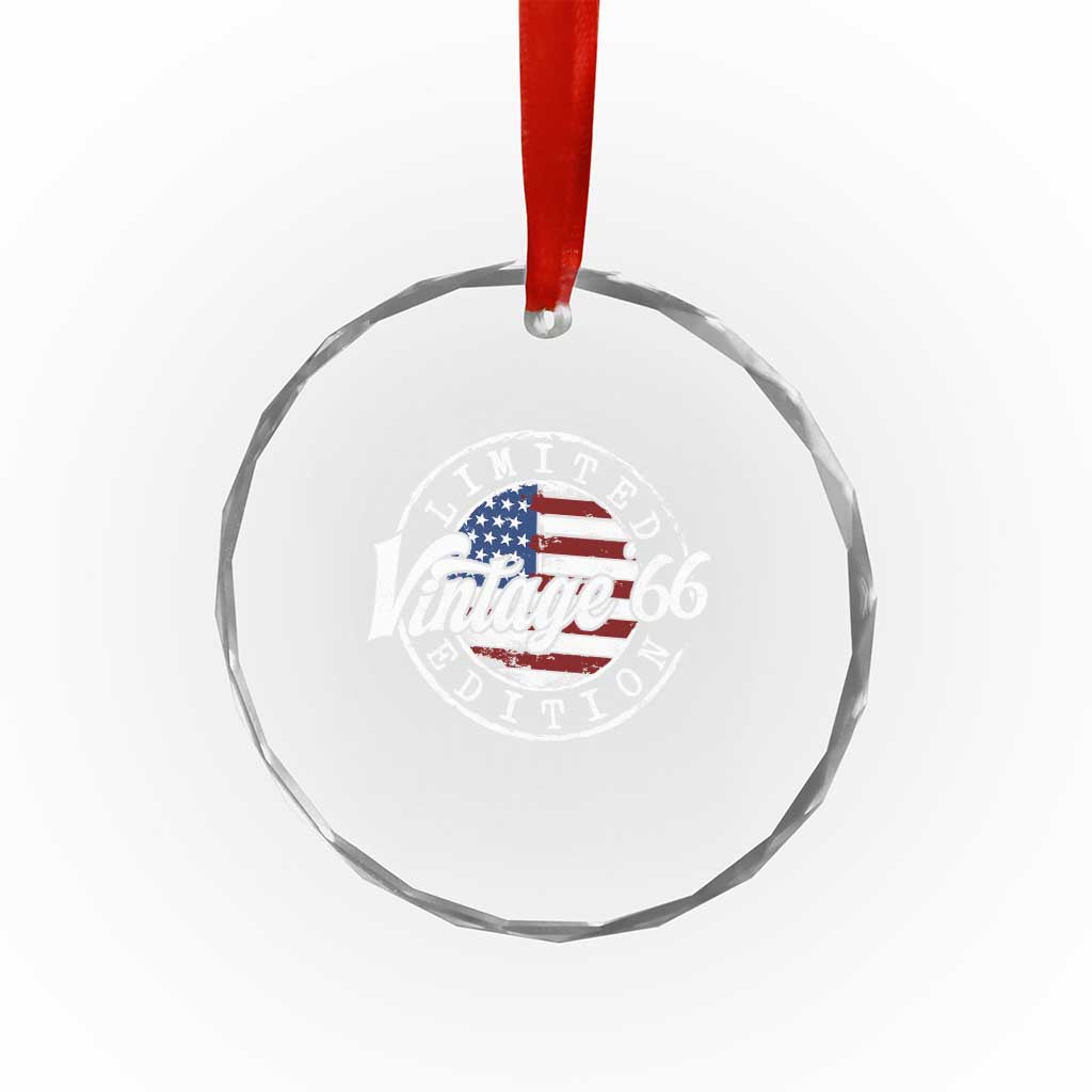 Funny 60th Birthday Crystal Glass Ornament Vintage 1966 Stamp 60 Years Old American Flag