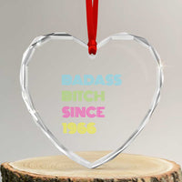 Funny 60th Birthday Heart Crystal Glass Ornament Retro Vintage Badass Bih Since 1966