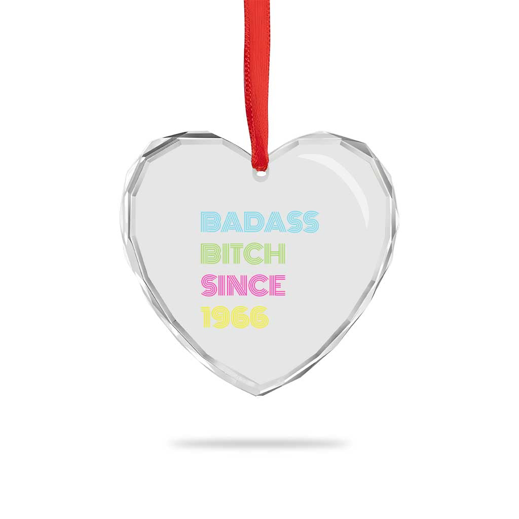 Funny 60th Birthday Heart Crystal Glass Ornament Retro Vintage Badass Bih Since 1966
