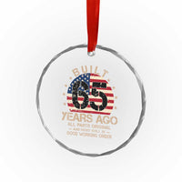 Funny 65th Birthday Crystal Glass Ornament Vintage US Flag Built 65 Years Ago Parts Original