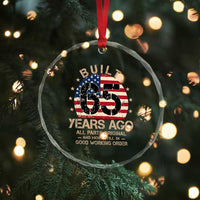 Funny 65th Birthday Crystal Glass Ornament Vintage US Flag Built 65 Years Ago Parts Original