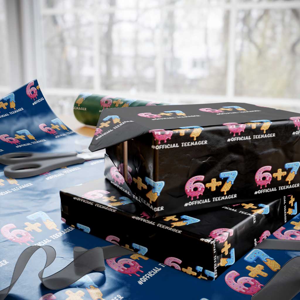 Funny 67 13th Birthday Official Teenager Wrapping Paper Roll 6 7 Ice Cream Drip Meme Funny Six Seven 13 Years Old