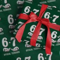 Funny 67 13th Birthday Wrapping Paper Roll 6 7 Thirteen Year Old Official Teenager Hands - Wonder Print Shop