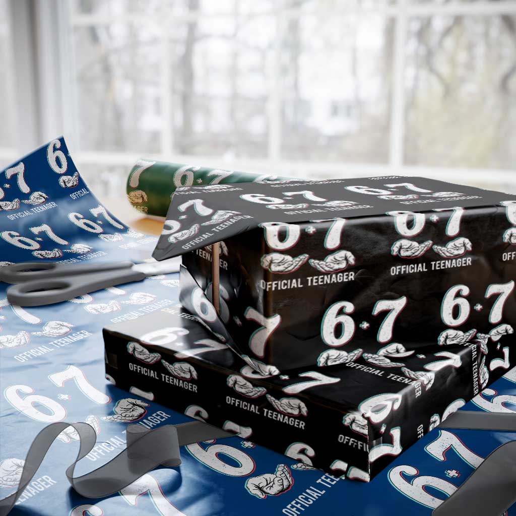 Funny 67 13th Birthday Wrapping Paper Roll 6 7 Thirteen Year Old Official Teenager Hands - Wonder Print Shop