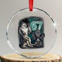 Funny 67 Alpha Wolf Crystal Glass Ornament Cringe Werewolf Howling Six Seven Meme - Wonder Print Shop