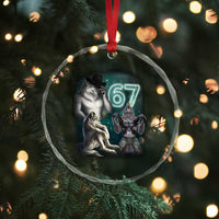 Funny 67 Alpha Wolf Crystal Glass Ornament Cringe Werewolf Howling Six Seven Meme - Wonder Print Shop
