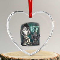 Funny 67 Alpha Wolf Heart Crystal Glass Ornament Cringe Werewolf Howling Six Seven Meme - Wonder Print Shop