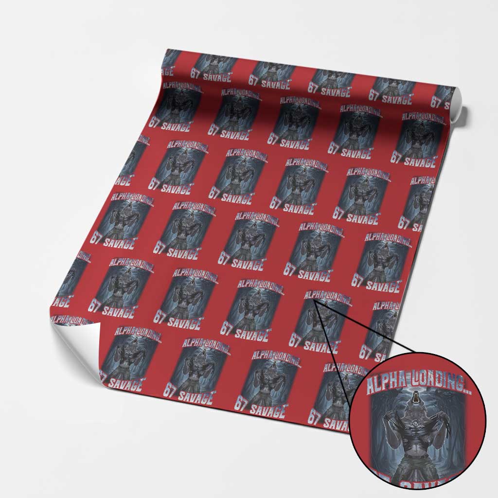 Funny 67 Alpha Wolf Wrapping Paper Roll Alpha Loading 67 Savage Six Seven Gen Z Meme - Wonder Print Shop
