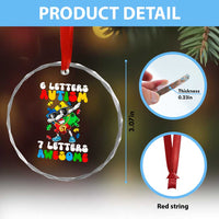 Funny 67 Autism Awareness Crystal Glass Ornament 6 Letters Autism 7 Letters Awesome Dabbing Puzzle