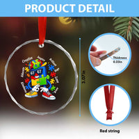 Funny 67 Autism Awareness Crystal Glass Ornament Six Seven Puzzle Meme Creative Brilliant Hope Love Kindness