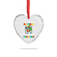 Funny 67 Autism Awareness Heart Crystal Glass Ornament 6 Letters Autism 7 Letters Awesome Dabbing Puzzle