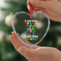 Funny 67 Autism Awareness Heart Crystal Glass Ornament 6 Letters Autism 7 Letters Awesome Dabbing Puzzle