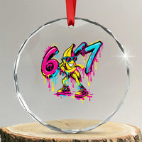 Funny 67 Banana Baseball Drip Ice Cream Six Seven Meme Crystal Glass Ornament