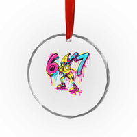 Funny 67 Banana Baseball Drip Ice Cream Six Seven Meme Crystal Glass Ornament