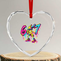 Funny 67 Banana Baseball Drip Ice Cream Six Seven Meme Heart Crystal Glass Ornament