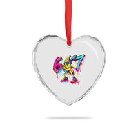Funny 67 Banana Baseball Drip Ice Cream Six Seven Meme Heart Crystal Glass Ornament