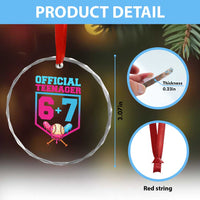 Funny 67 Baseball 13th Birthday Crystal Glass Ornament Ice Cream Drip 13th Bday Official Teenager