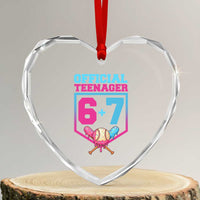 Funny 67 Baseball 13th Birthday Heart Crystal Glass Ornament Ice Cream Drip 13th Bday Official Teenager