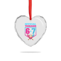 Funny 67 Baseball 13th Birthday Heart Crystal Glass Ornament Ice Cream Drip 13th Bday Official Teenager