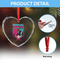 Funny 67 Baseball 13th Birthday Heart Crystal Glass Ornament Ice Cream Drip 13th Bday Official Teenager