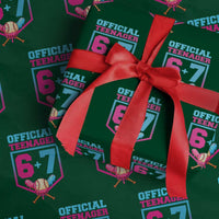Funny 67 Baseball 13th Birthday Wrapping Paper Roll Ice Cream Drip 13th Bday Official Teenager