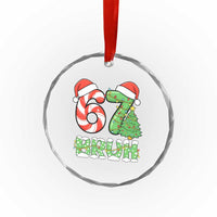 Funny 67 Bruh Christmas Crystal Glass Ornament Candy Cane and Xmas Tree Six Seven Meme Holiday Lights - Wonder Print Shop