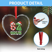 Funny 67 Bruh Christmas Heart Crystal Glass Ornament Candy Cane and Xmas Tree Six Seven Meme Holiday Lights - undefined
