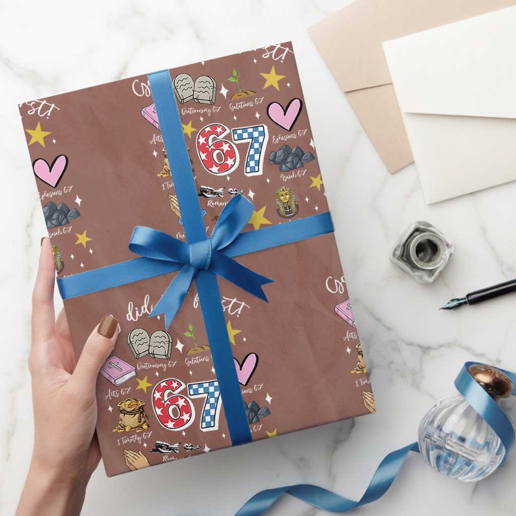 Funny 67 Christian Wrapping Paper Roll God Did It First Six Seven Meme Bible Verses - Wonder Print Shop