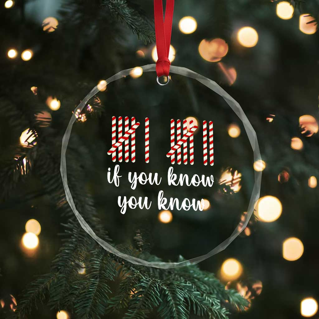 Funny 67 Christmas Crystal Glass Ornament If You Know You Know Six Seven Meme Canday Cane - Wonder Print Shop