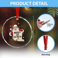 Funny 67 Christmas Crystal Glass Ornament Naughty List Kids Who Say Six Seven Santa - Wonder Print Shop